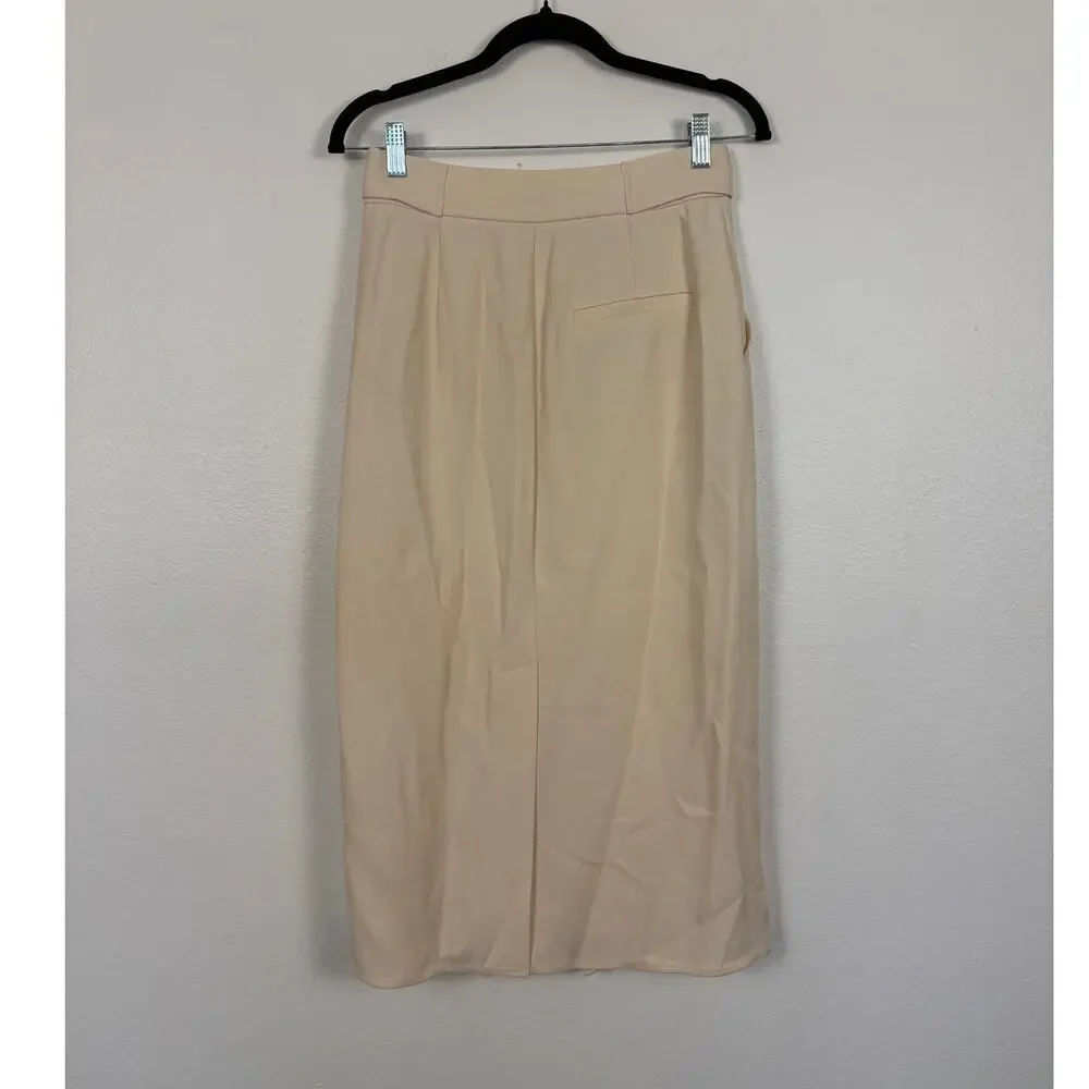 Reiss Dani Quiet Luxury Cream Tie Front Classic Career Midi Skirt 4